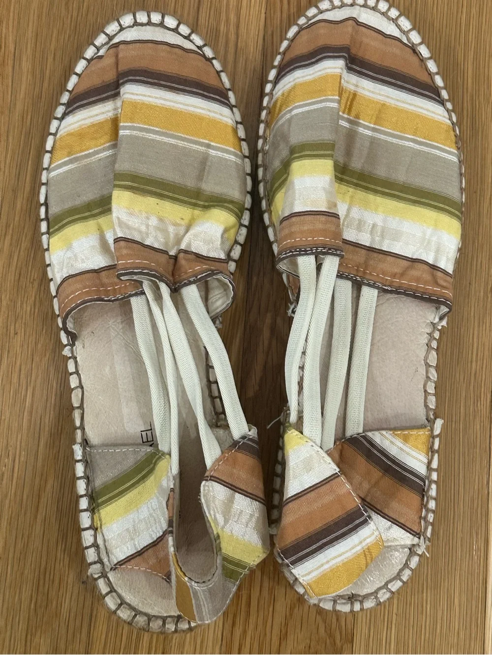 Eric Michaels Striped earth tone  Silk Espadrille Shoes Boho Festival coastal